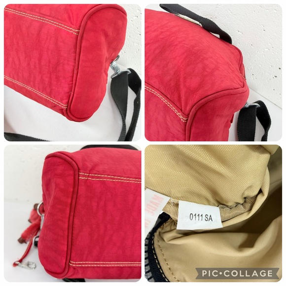 Kipling Red Crossbody Bowler Satchel Bag Purse - Picture 15 of 15